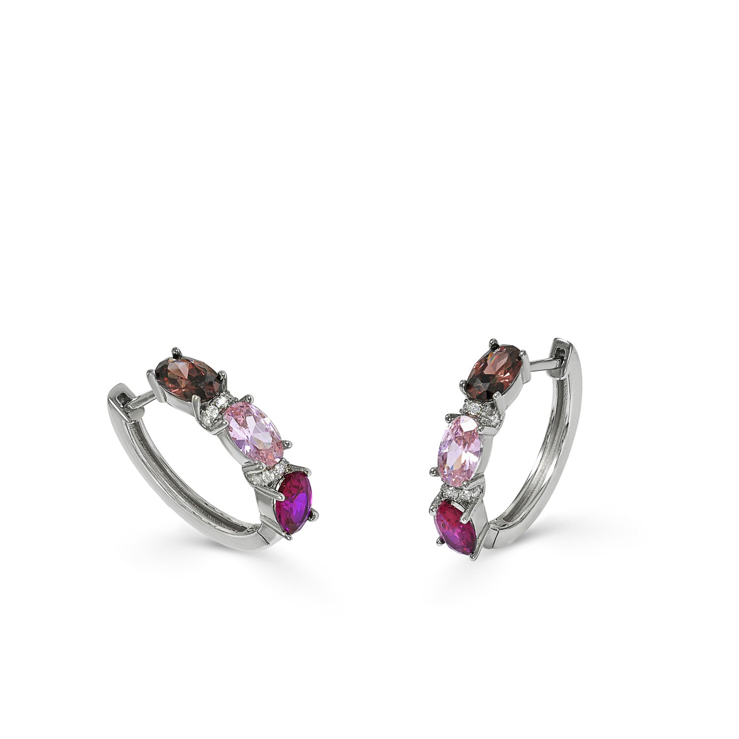 Boucles d'oreilles créole de argent petits design rose