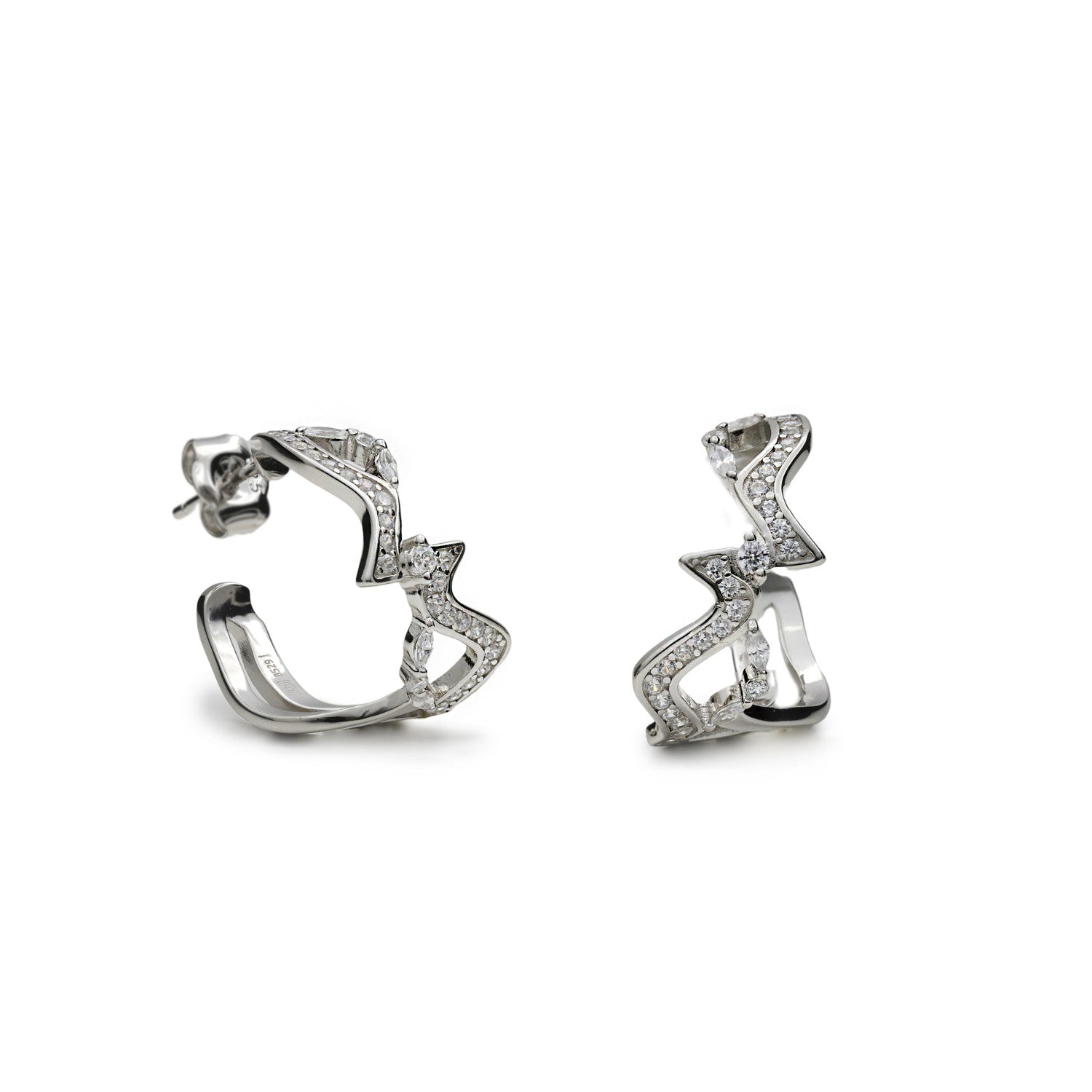 Pendientes aro zig zag tipo nudo con circonita