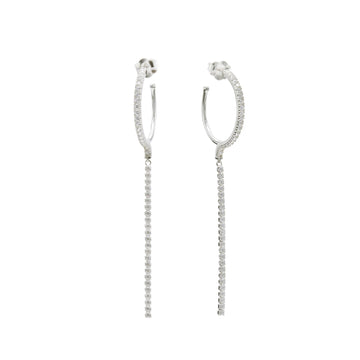 Pendientes aros de plata con colgantes diseño tira de circonitas