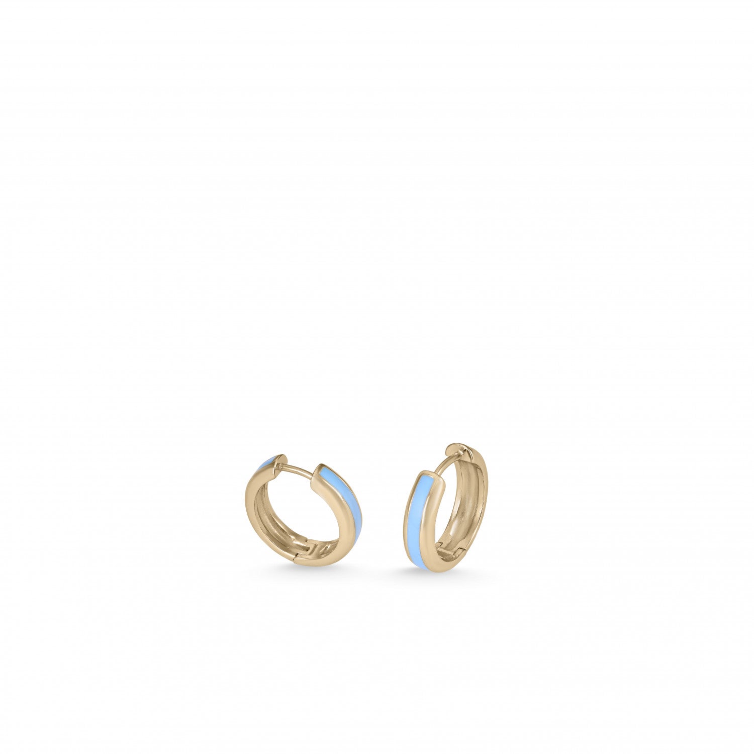 Pendientes aros pequeños diseño esmalte azul bañados en oro-LINEARGENT