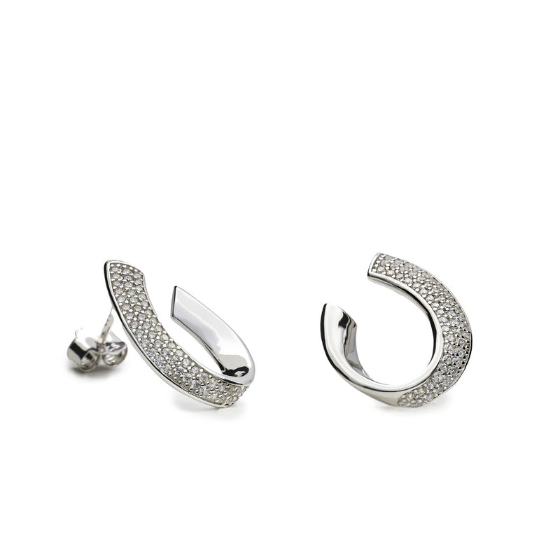 Pendientes brillantes con forma de aro abierto-LINEARGENT