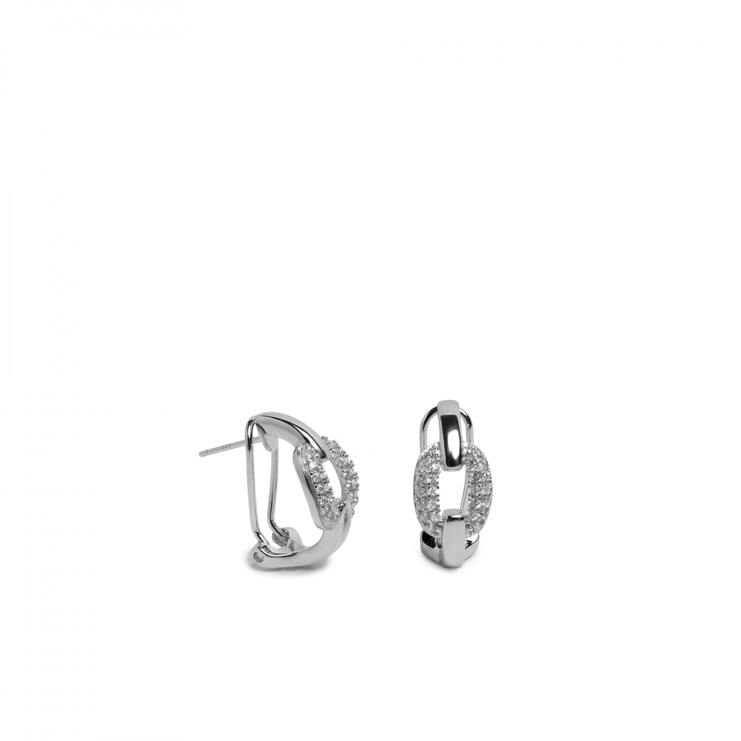 Pendientes cierre omega diseño de eslabones y circonitas