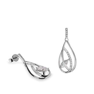 Pendientes colgantes de plata con mini circonitas y talla marquesa