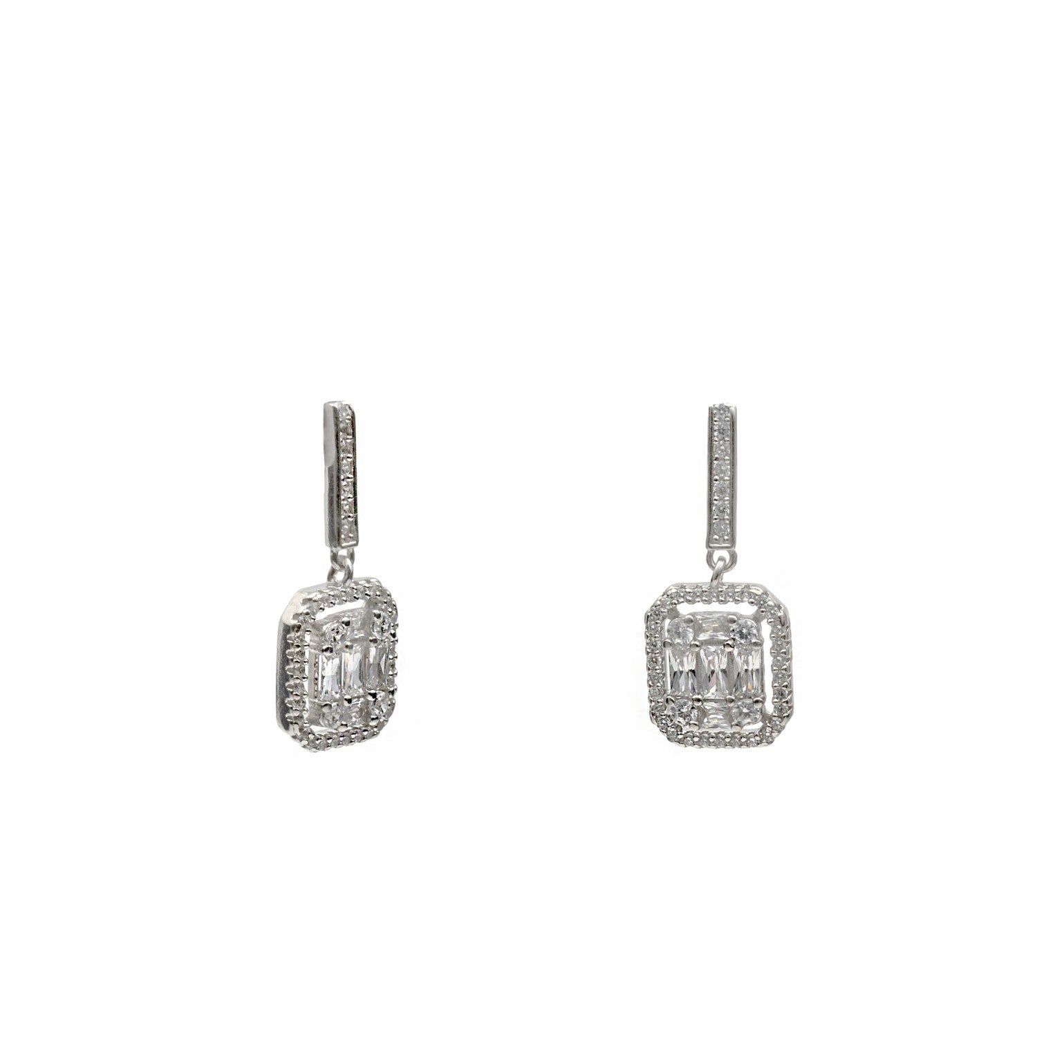 boucles d'oreilles avec zircon pendentif en LINEARGENT