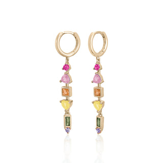 Pendientes con colgantes diseño aro con gemas multicolor