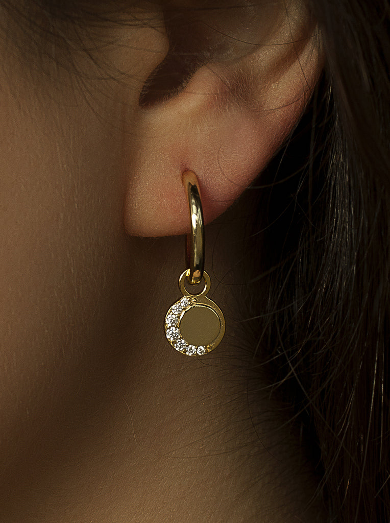 Pendientes con colgantes diseño medalla con circonitas-LINEARGENT