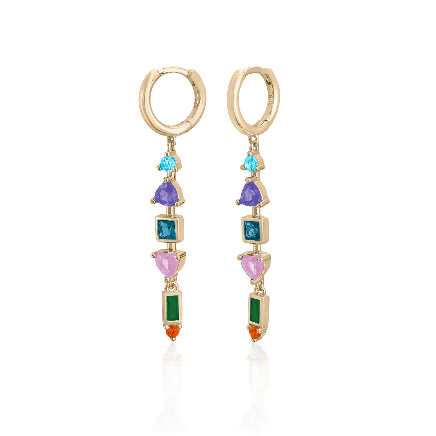 Pendientes con colgantes estilo aro con gemas aventurina-LINEARGENT