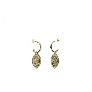 Pendientes con colgantes plata dorado medallas