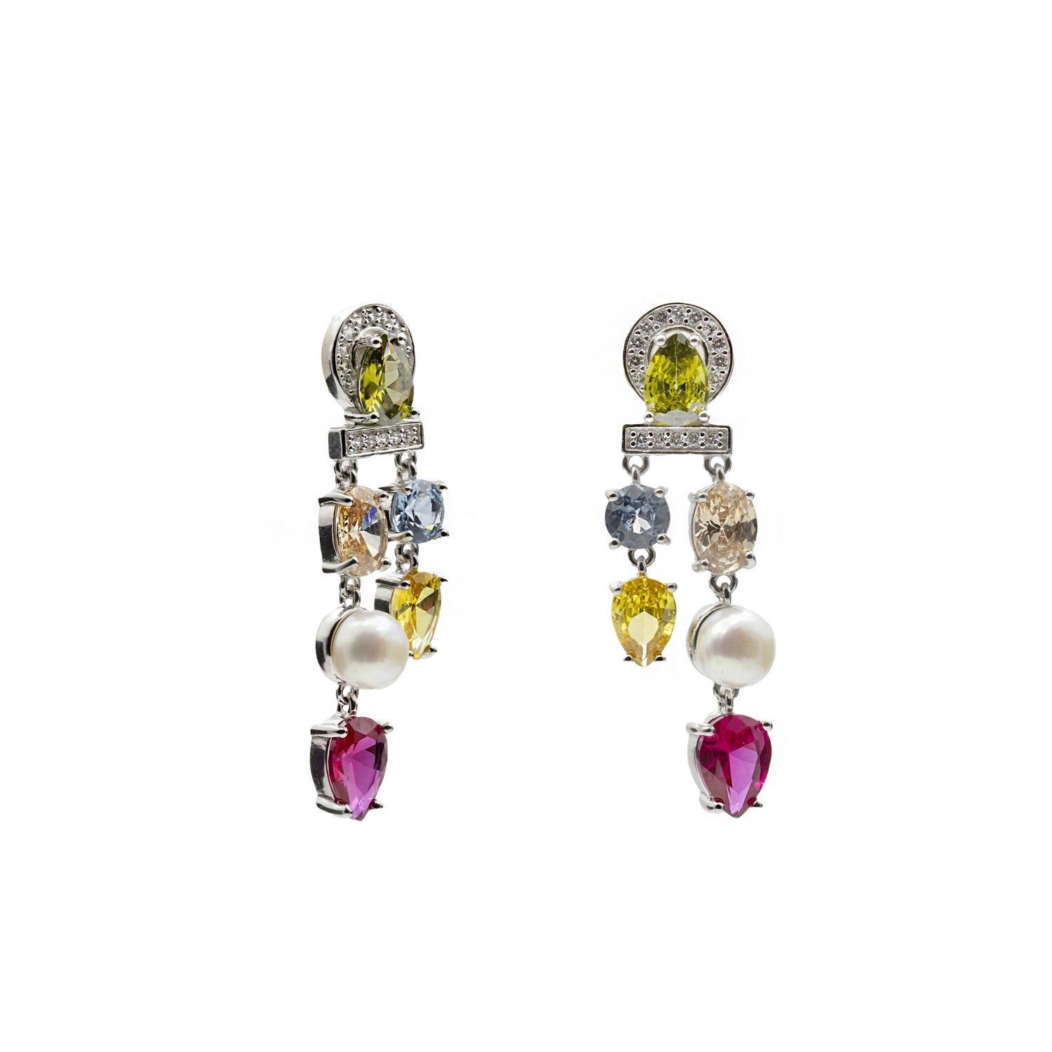 Pendientes con piedras de colores diseño vibrante-LINEARGENT