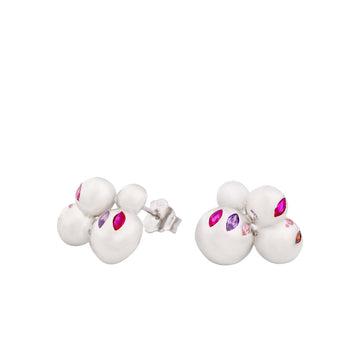 Pendientes con piedras diseño bubbles tono rosado