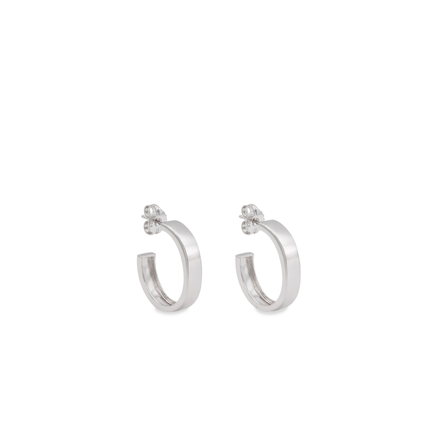 Pendientes de aro ancho tamaño pequeño en tono plateado-LINEARGENT