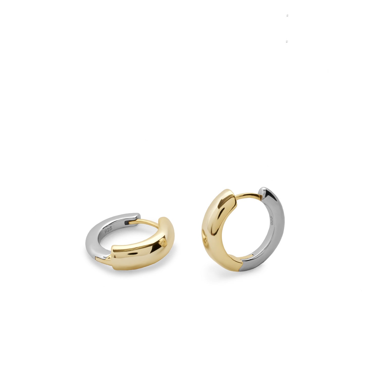 Pendientes de aro bicolor diámetro pequeño con dorado delante-LINEARGENT