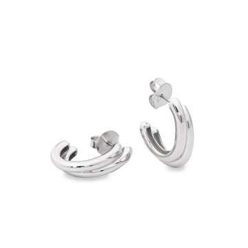 Pendientes de aro doble en tono plateado