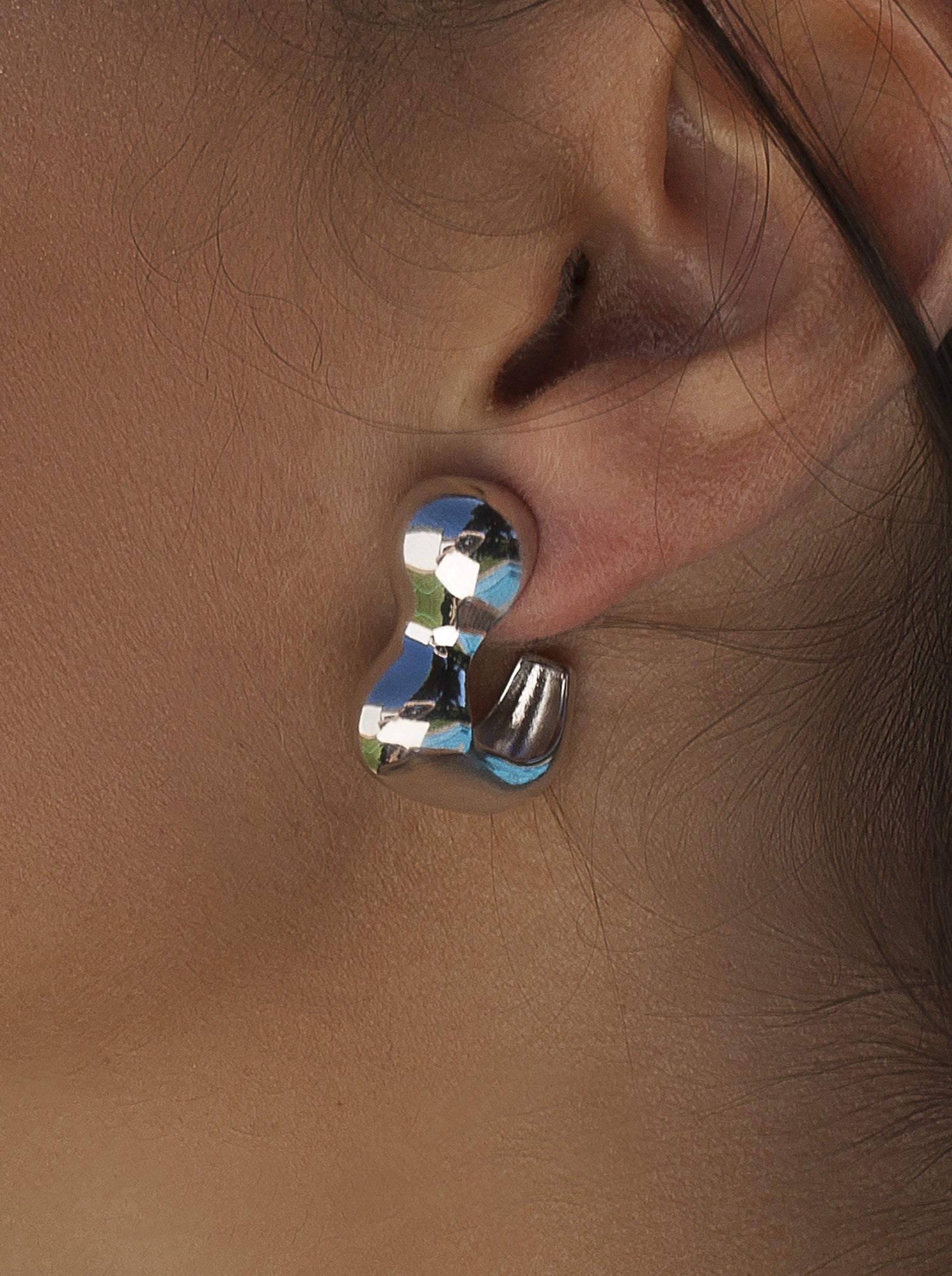 Pendientes de aros de plata diseño orgánico-LINEARGENT