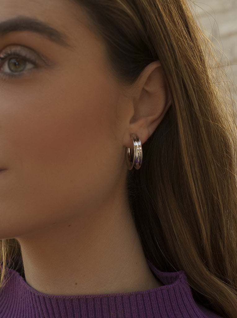 Pendientes de aros de plata dobles