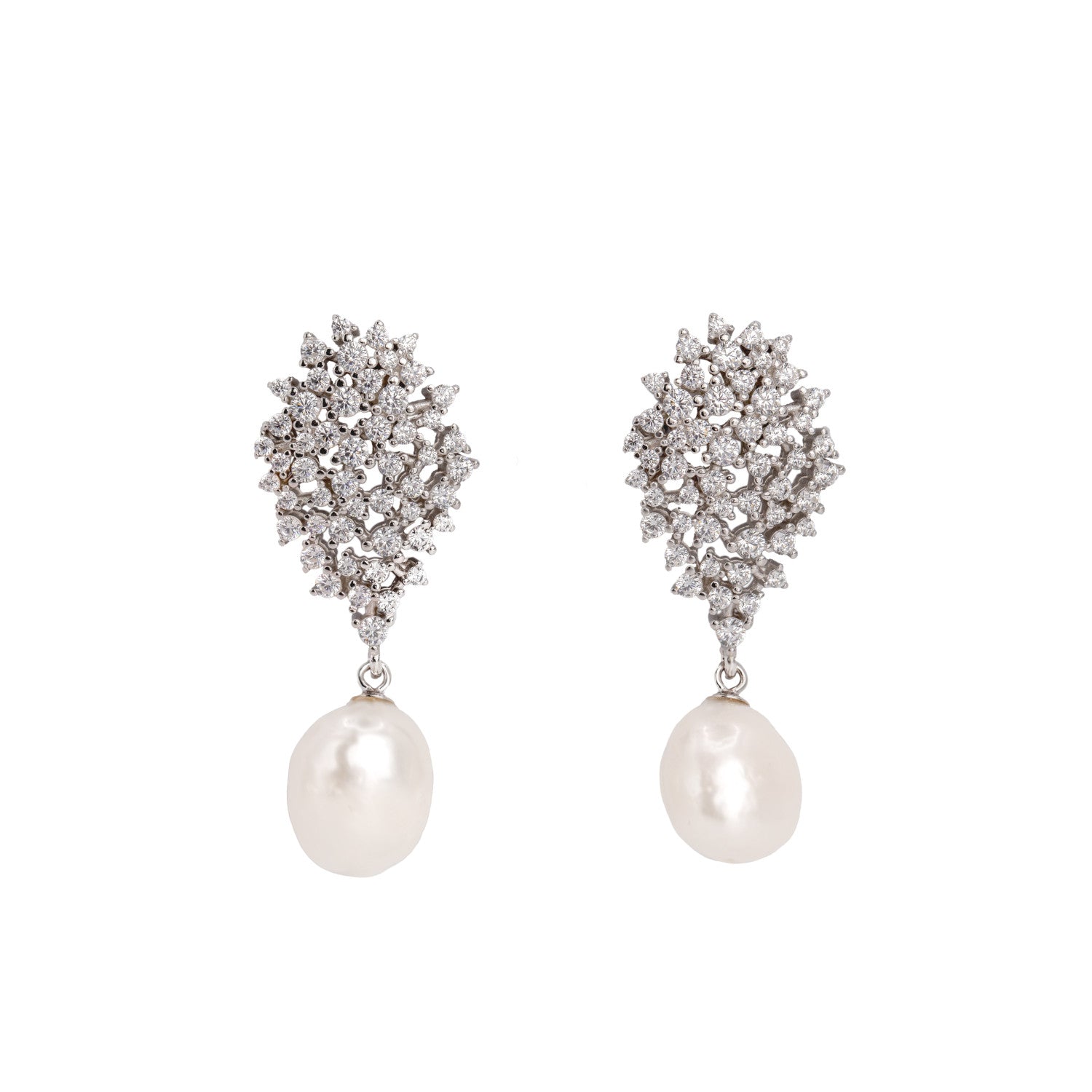 Pendientes de perla elegantes con circonitas y perlas para ocasiones especiales-LINEARGENT