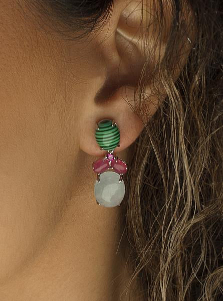 Pendientes de piedra natural diseño colgante con garras-LINEARGENT