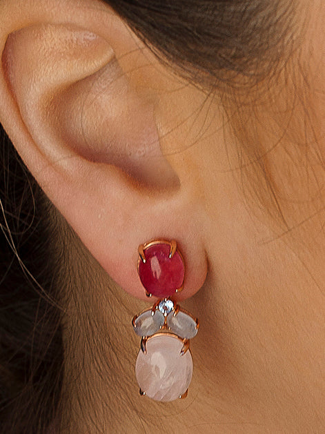 Pendientes de piedra natural diseño colgante multi talla-LINEARGENT