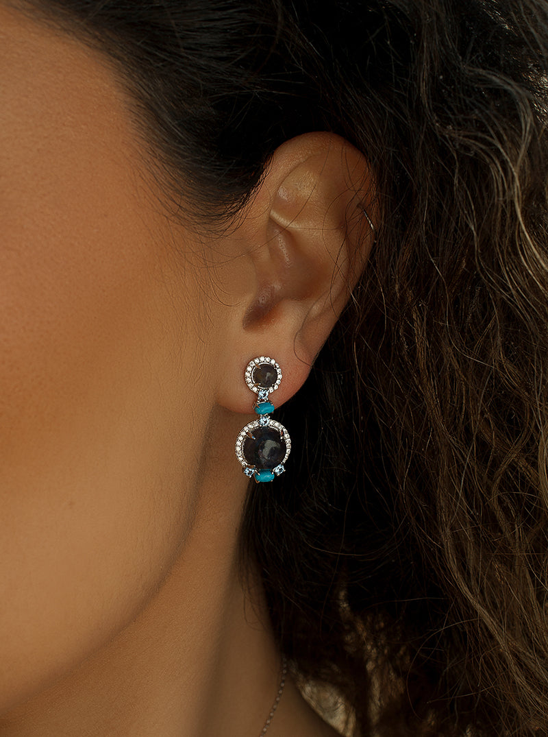 Pendientes de piedra natural diseño colgante tonos oscuros-LINEARGENT