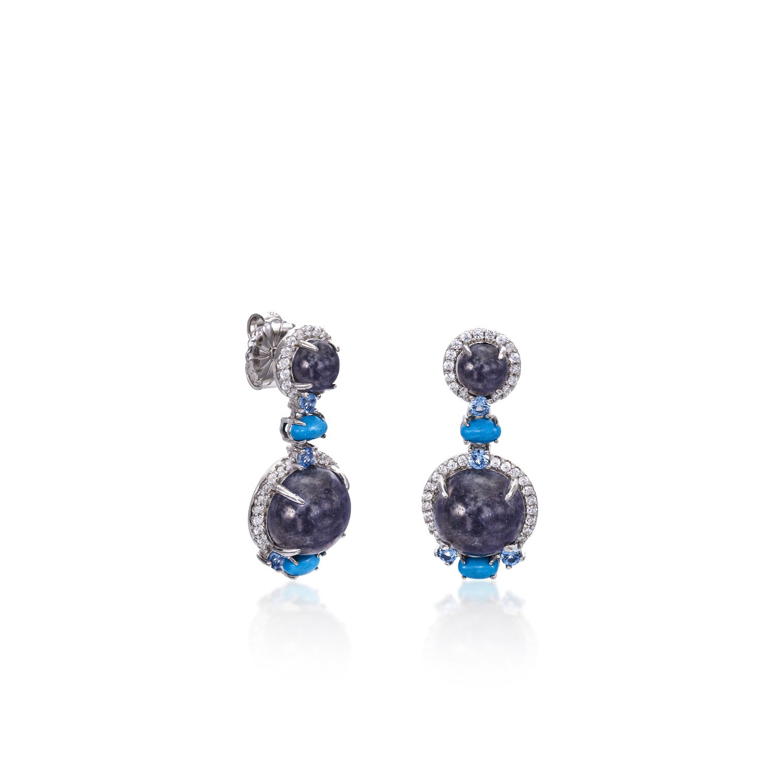 Pendientes de piedra natural diseño colgante tonos oscuros-LINEARGENT