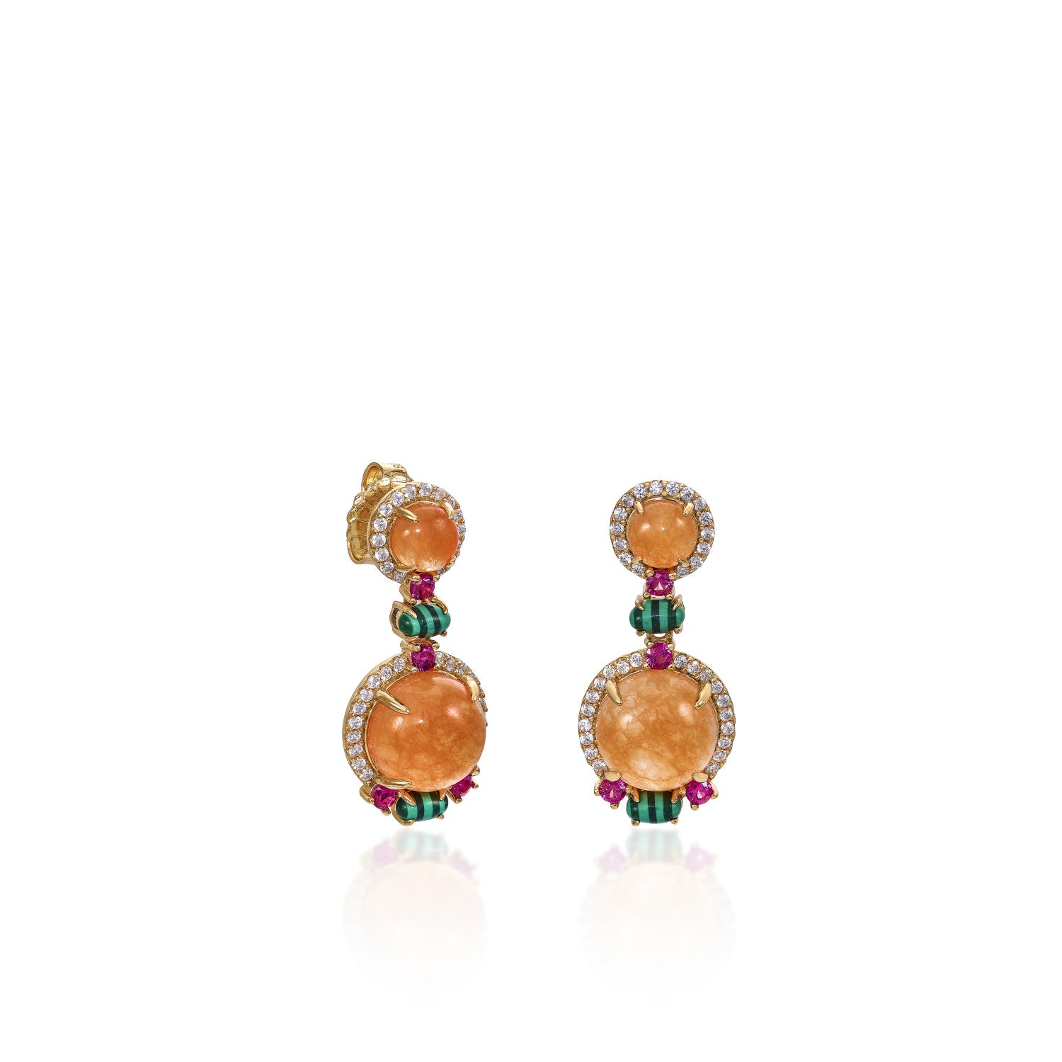 Pendientes de piedra natural estilo colgante en tonos naranjas-LINEARGENT