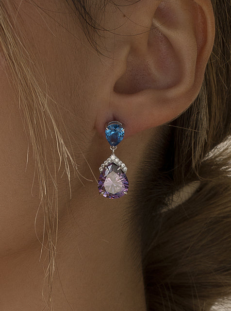 Boucles d'oreillespierres améthyste encouleurs de poire améthyste en taille poire