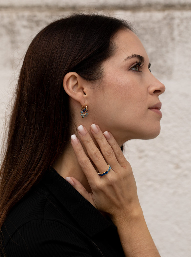 Pendientes de piedras de colores de plata en tonalidades azules