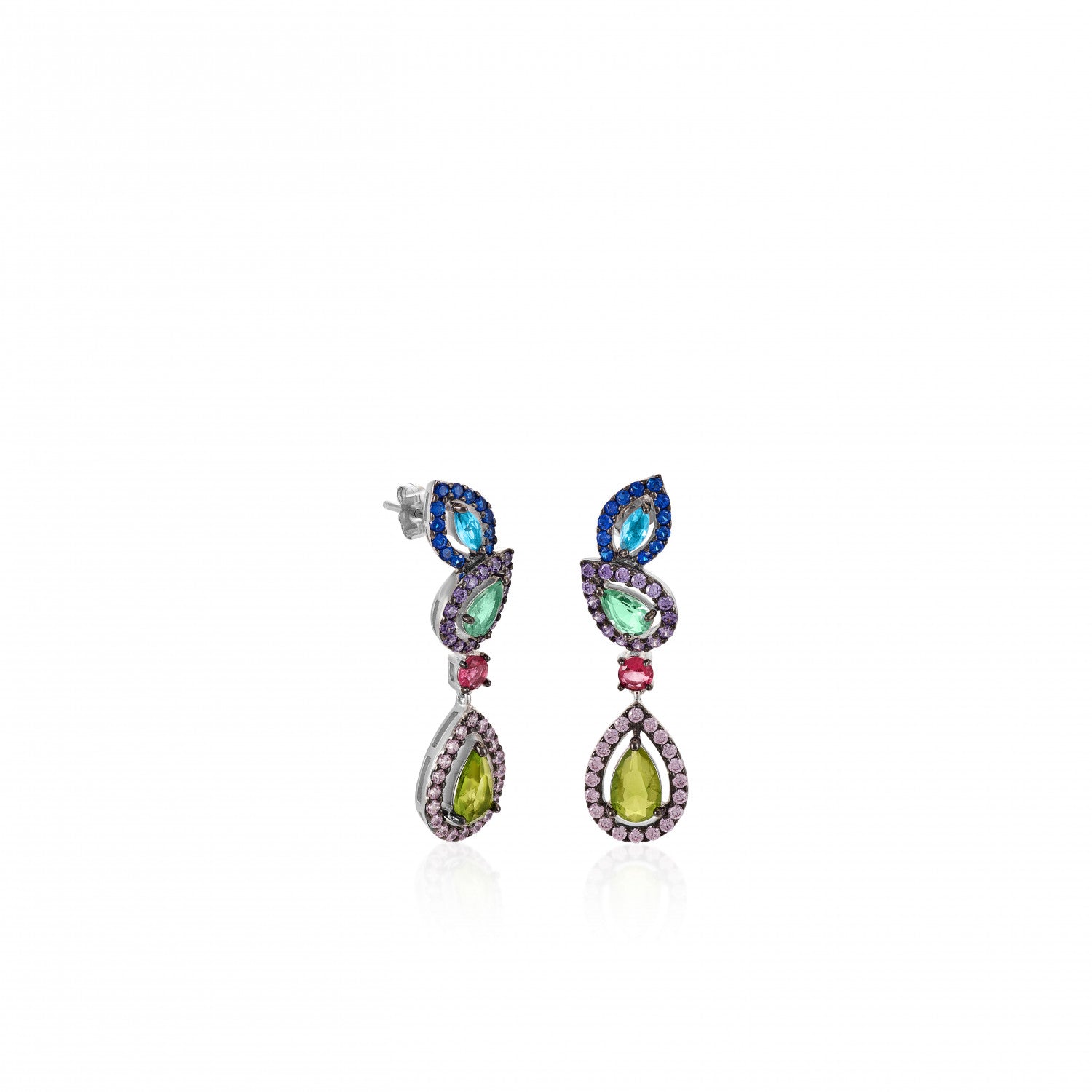 Pendientes de piedras de colores diseño desigual brillantes-LINEARGENT