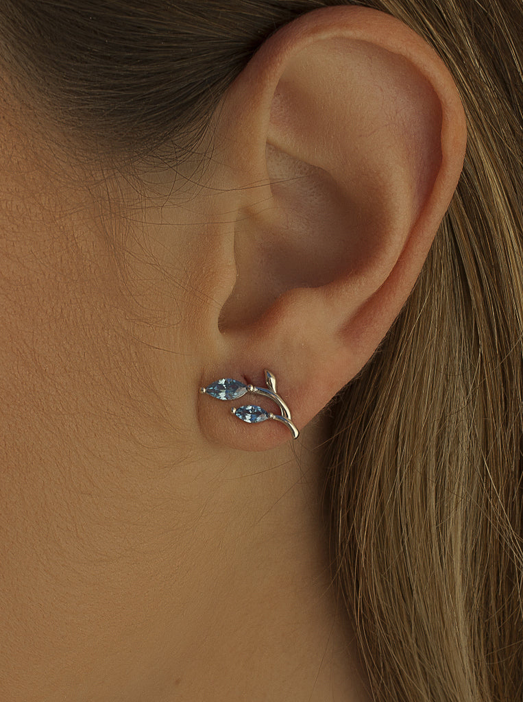 Pendientes de piedras de colores diseño garden tono azul-LINEARGENT