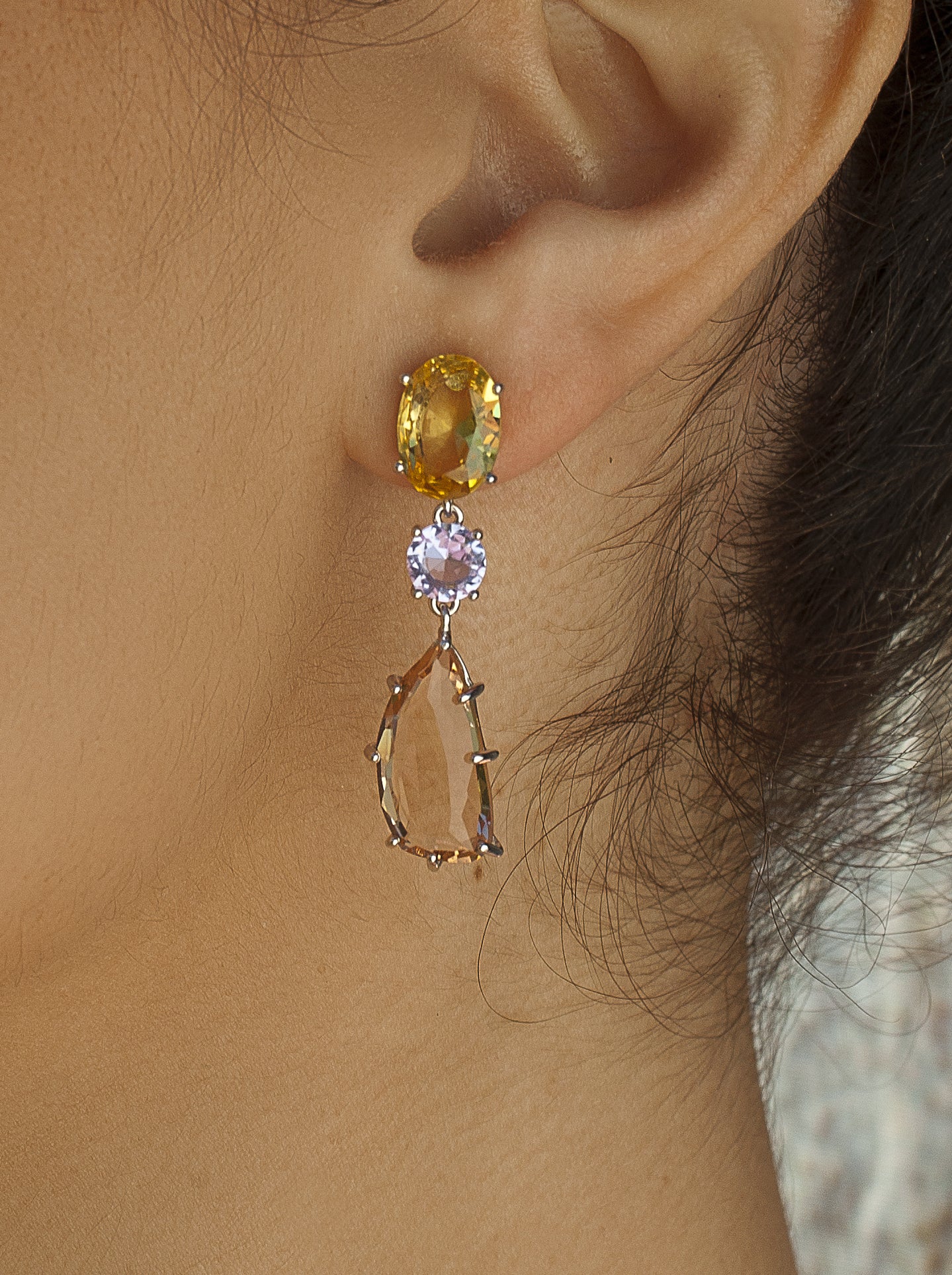 Pendientes de piedras de colores diseño irregular-LINEARGENT