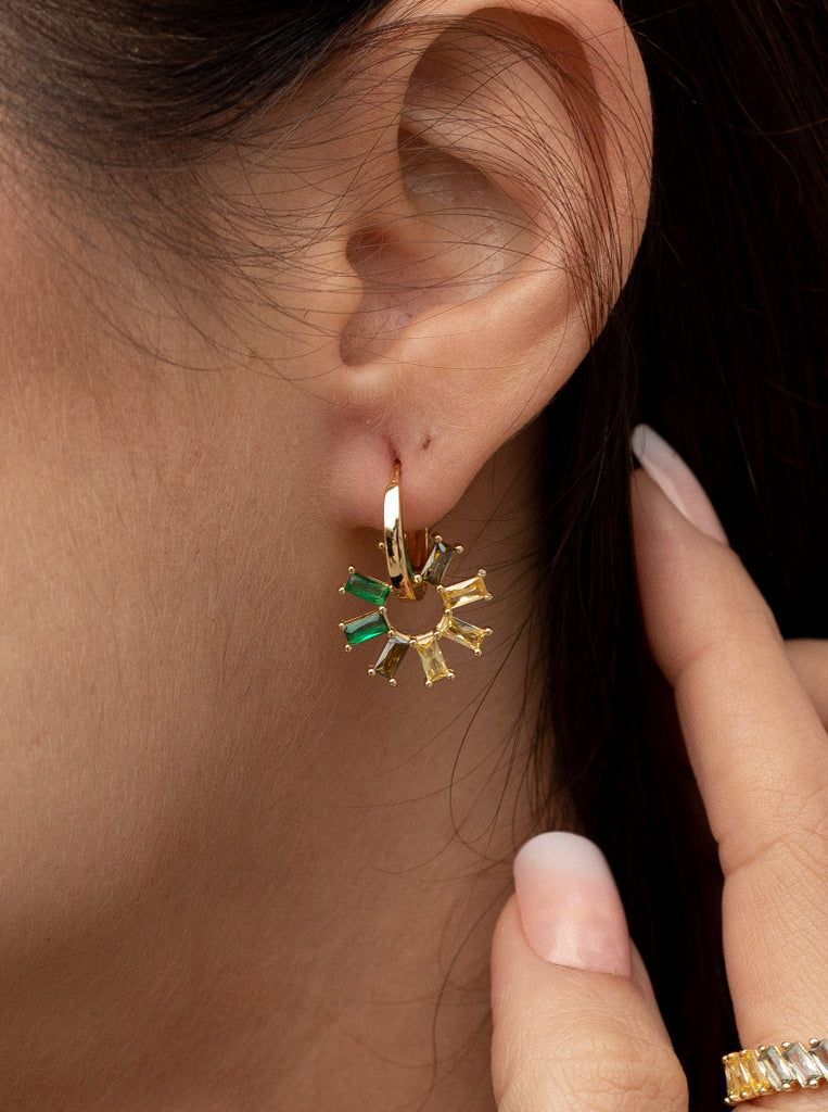 Pendientes de piedras de colores en tonalidades verdes-LINEARGENT