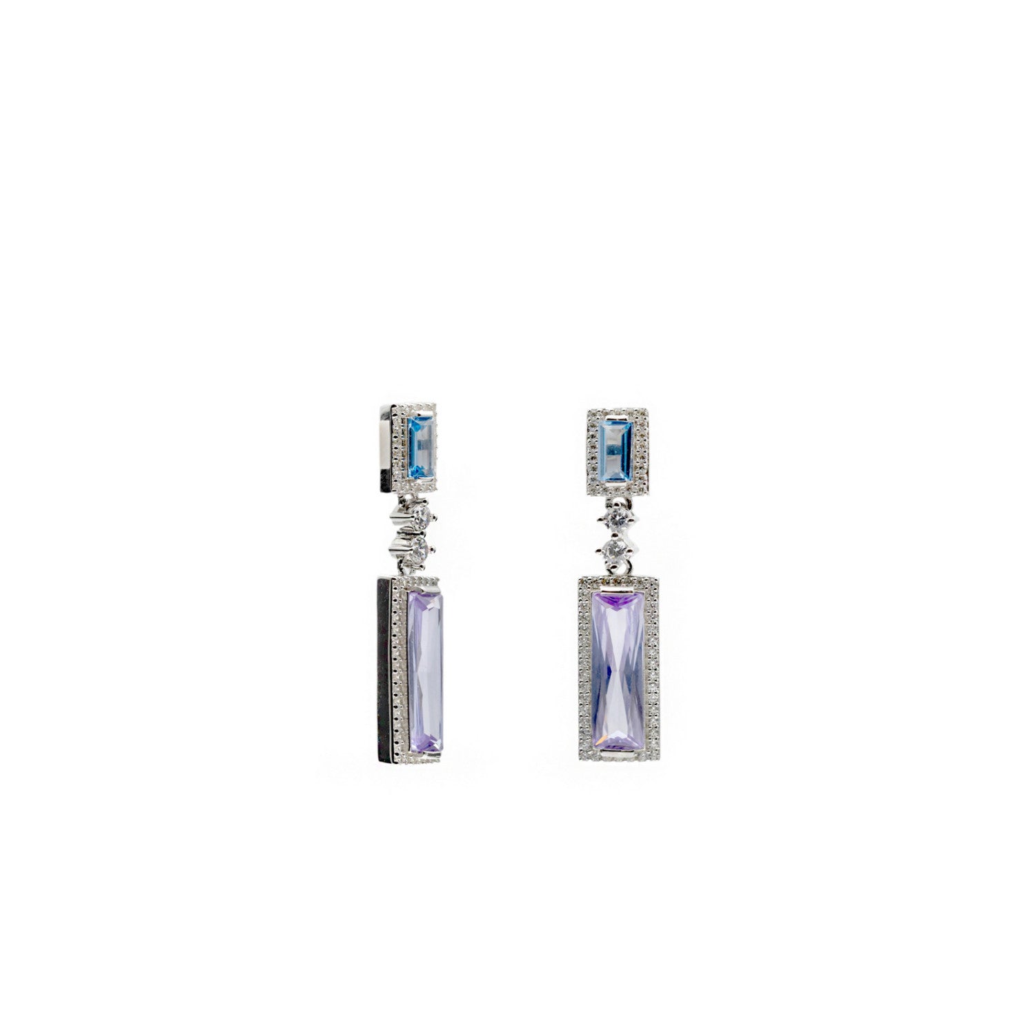 Pendientes de piedras de colores en tono azul y lila-LINEARGENT