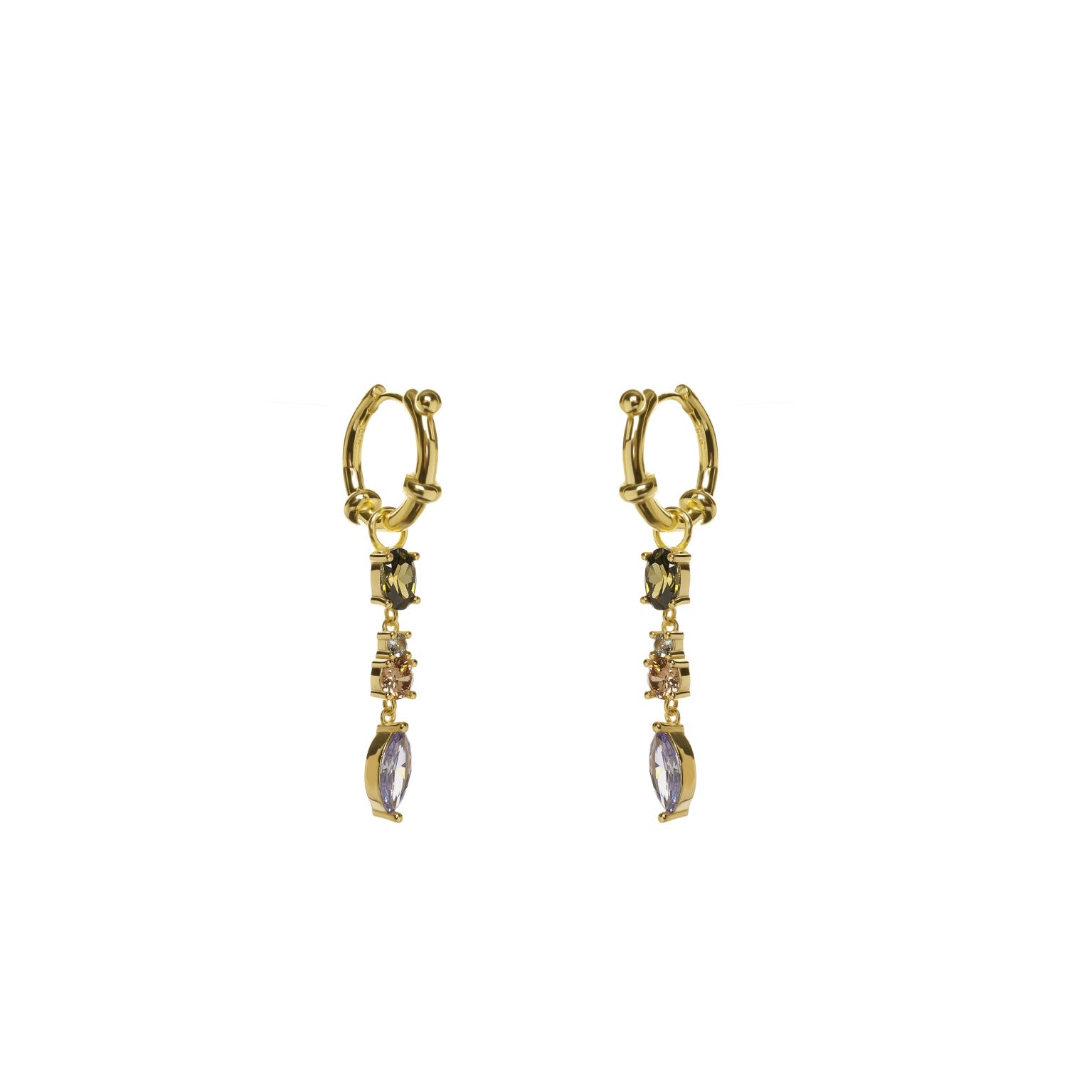 Pendientes de piedras de colores en tonos románticos-LINEARGENT