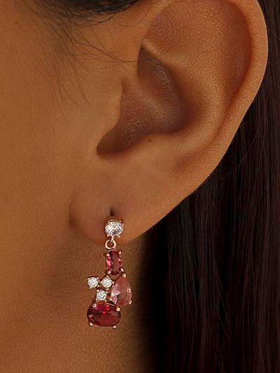 Pendientes de piedras de colores rojizos diseño compacto-LINEARGENT