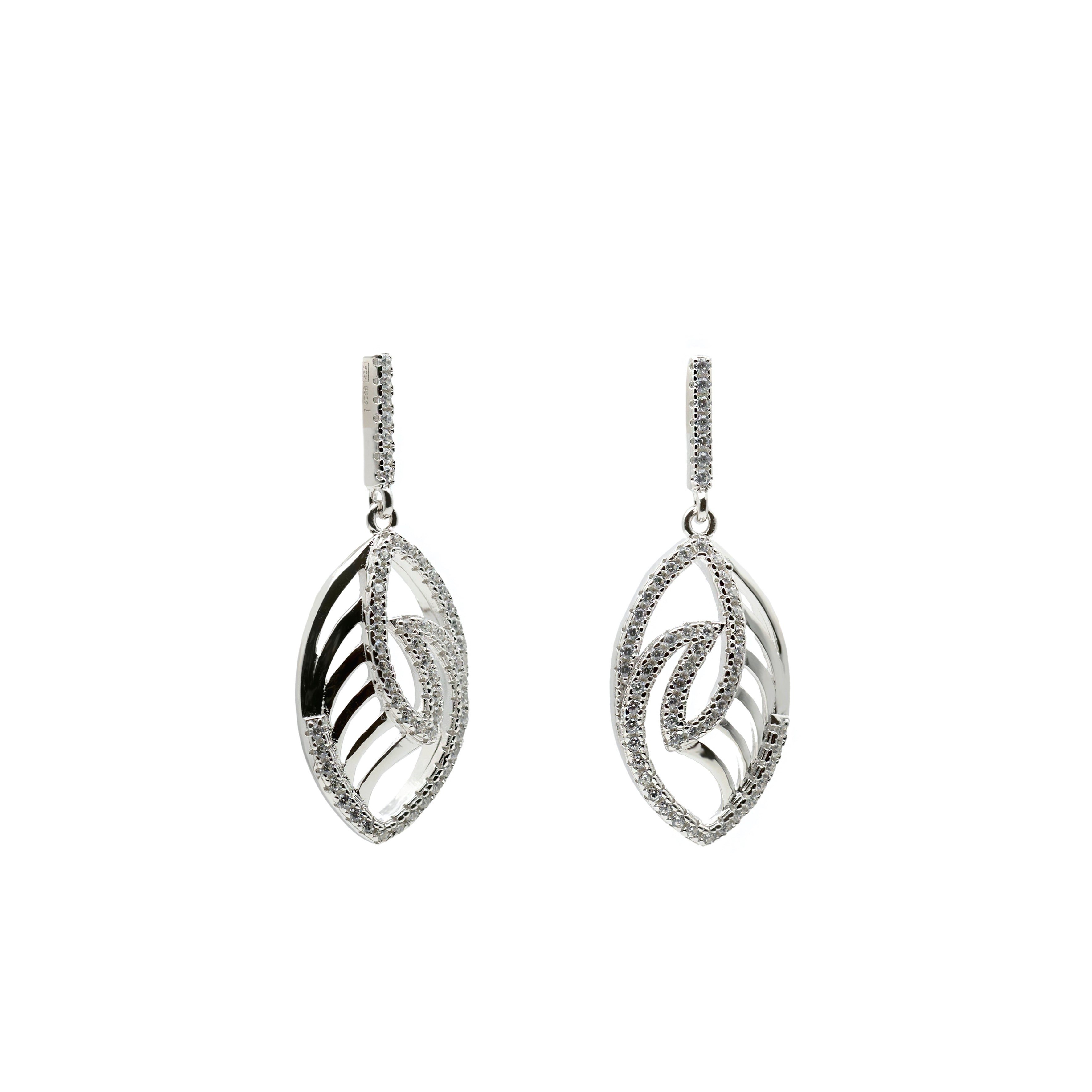 earrings silver earrings with leaf inspired zirconias