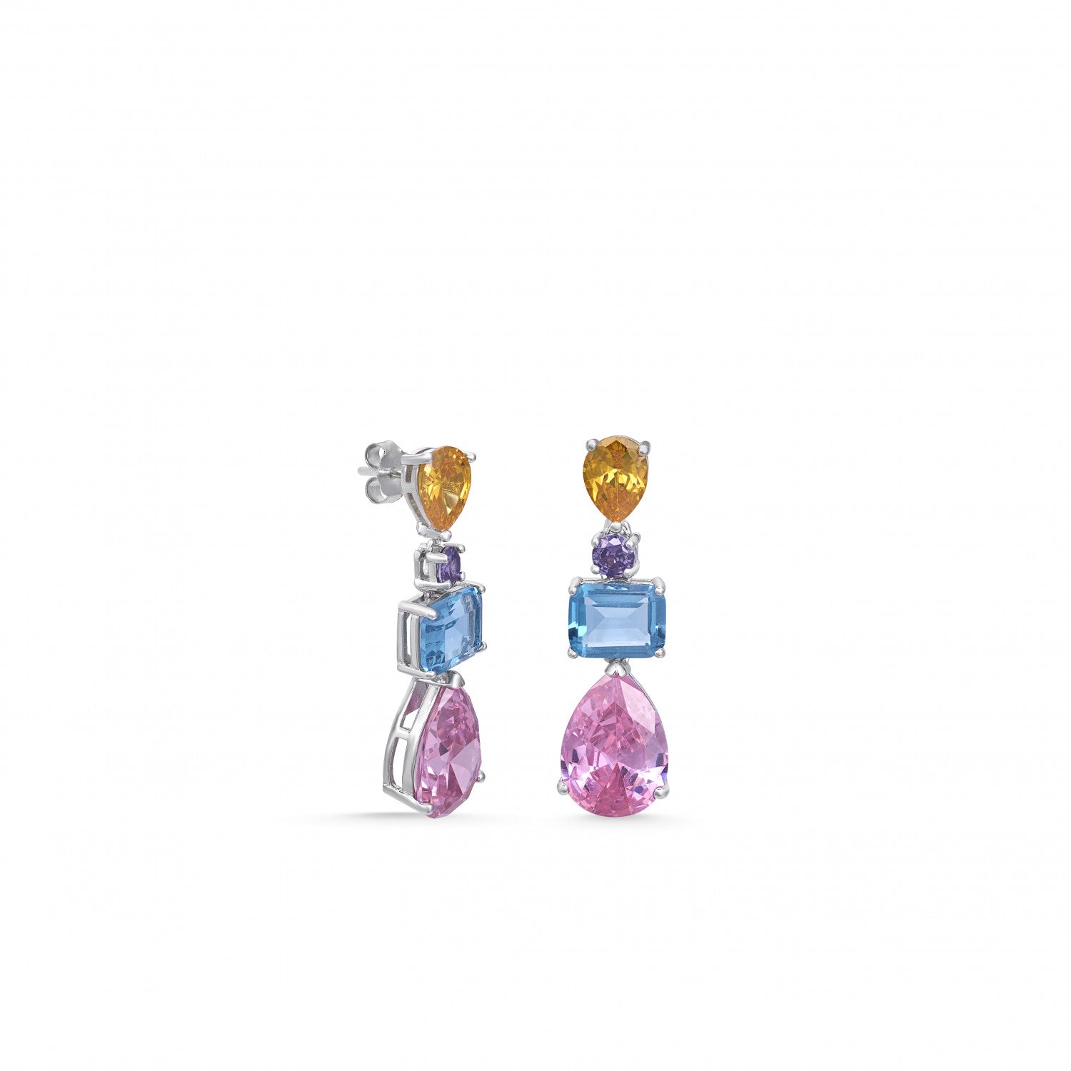 earrings silver with stones de colours design pendant with LINEARGENT