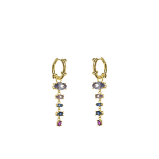 Pendientes de plata con piedras de colores en tonos azulados y rosa