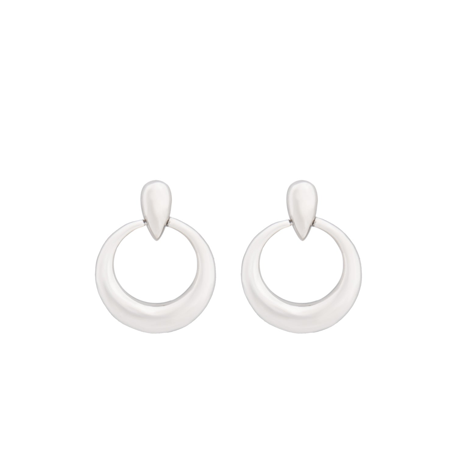 Pendientes de plata en aro con detalle de gota-LINEARGENT