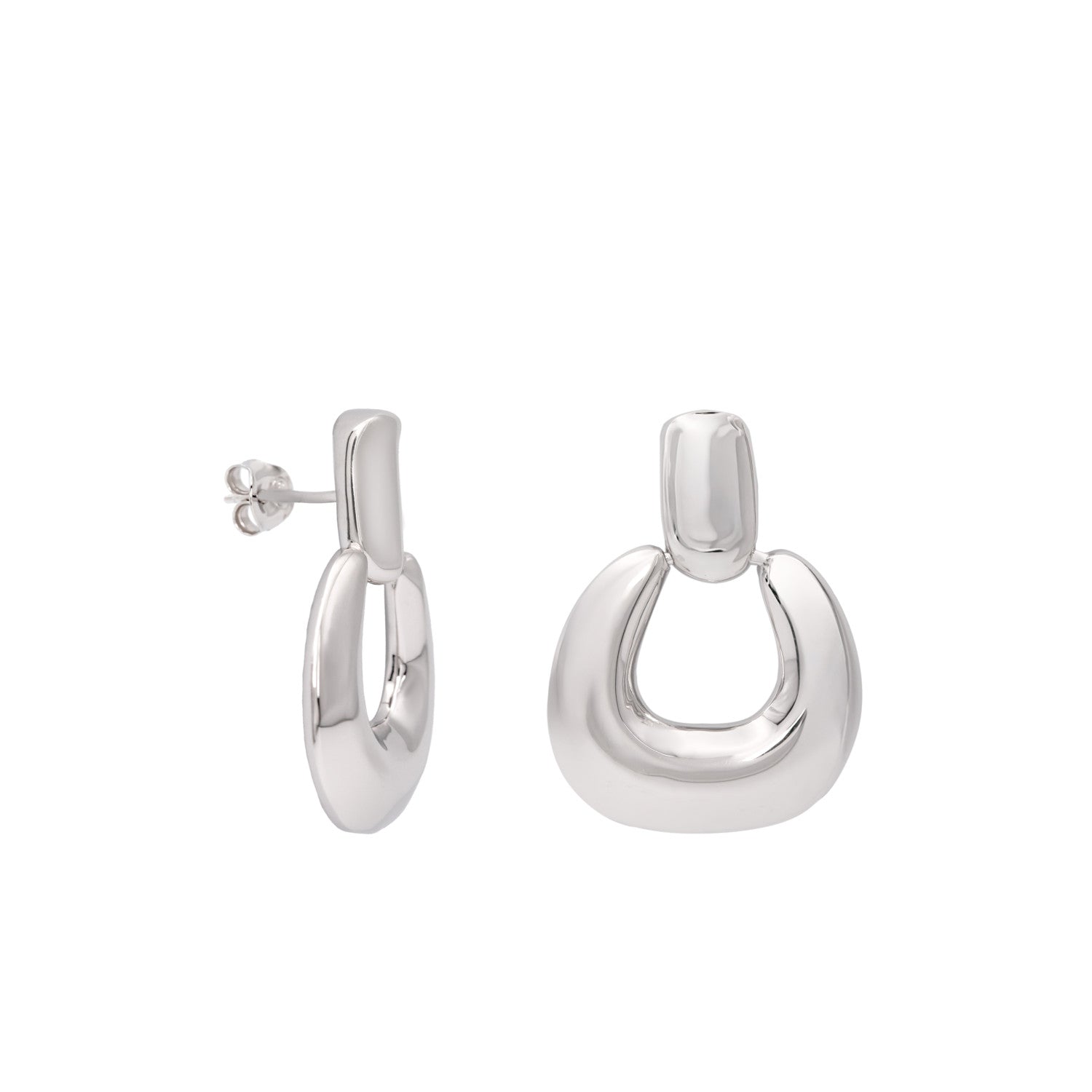 Pendientes de plata modernos de aro grueso-LINEARGENT