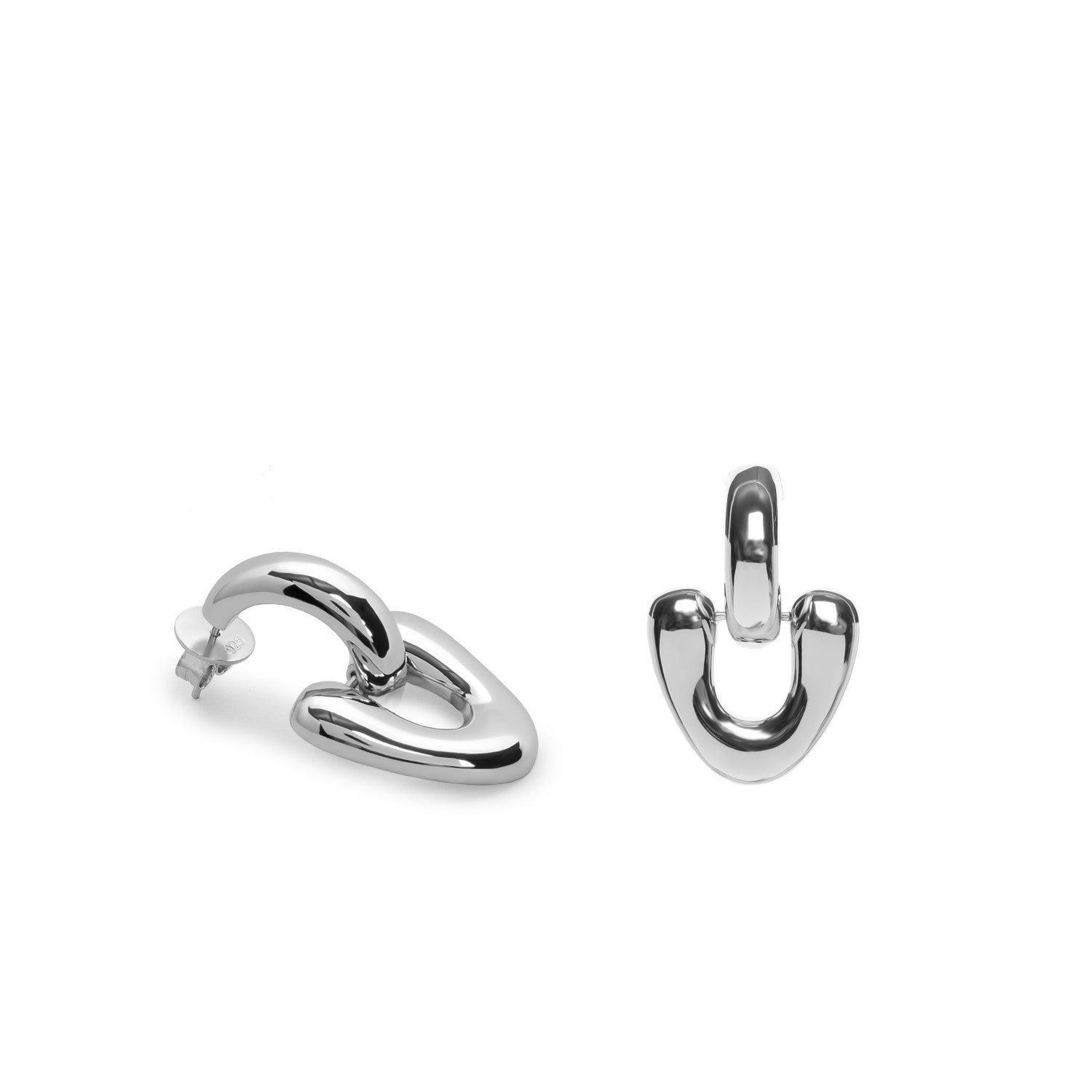 Pendientes de plata originales con diseño enlazado-LINEARGENT