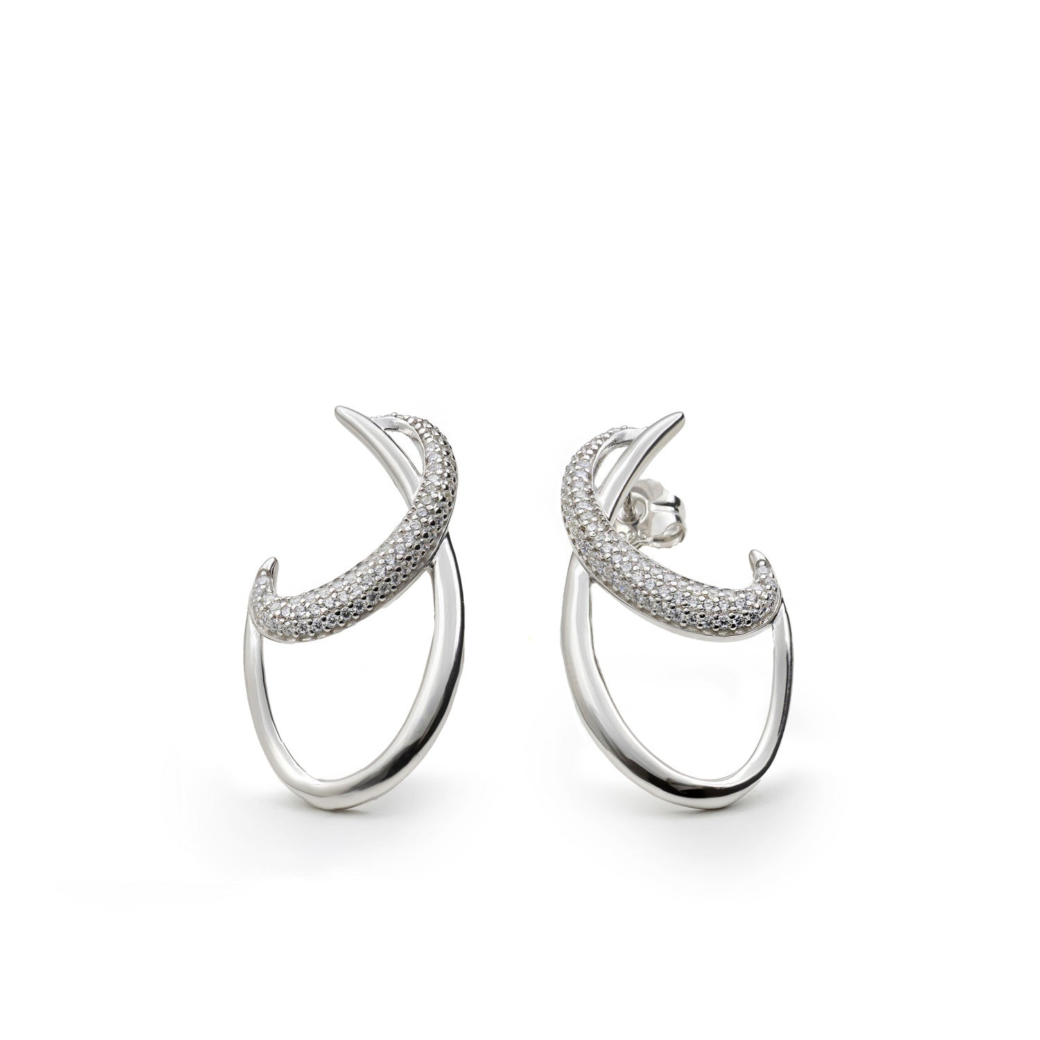 Pendientes diseño originales de plata con circonitas