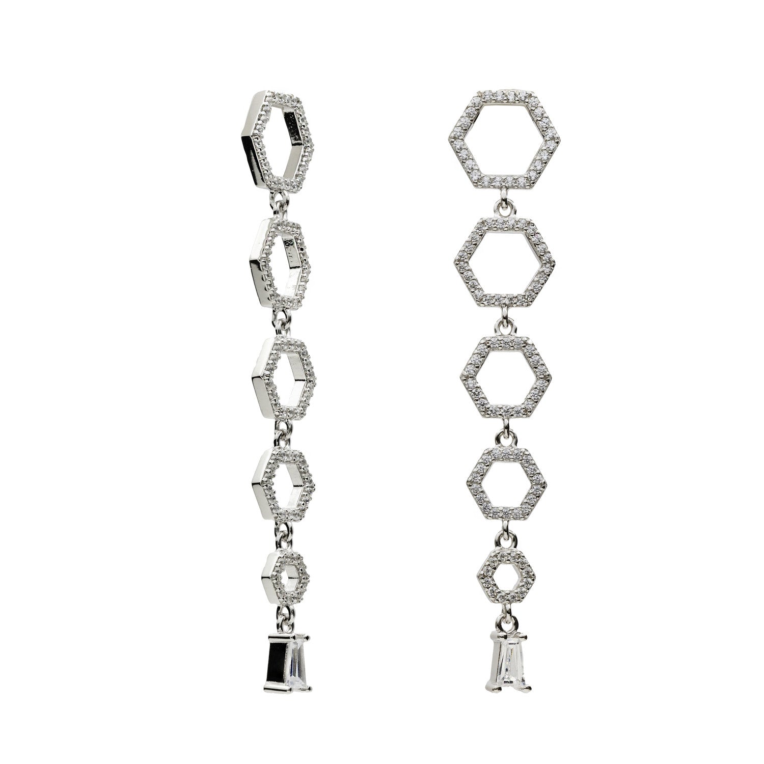 Boucles d'oreilles longs de design géométrique avec zircons