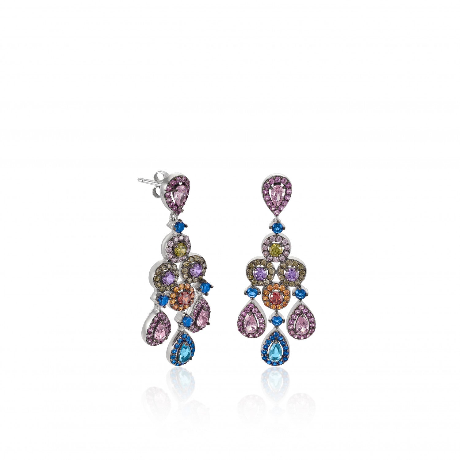 Pendientes largos de piedras de colores diseño lámpara-LINEARGENT