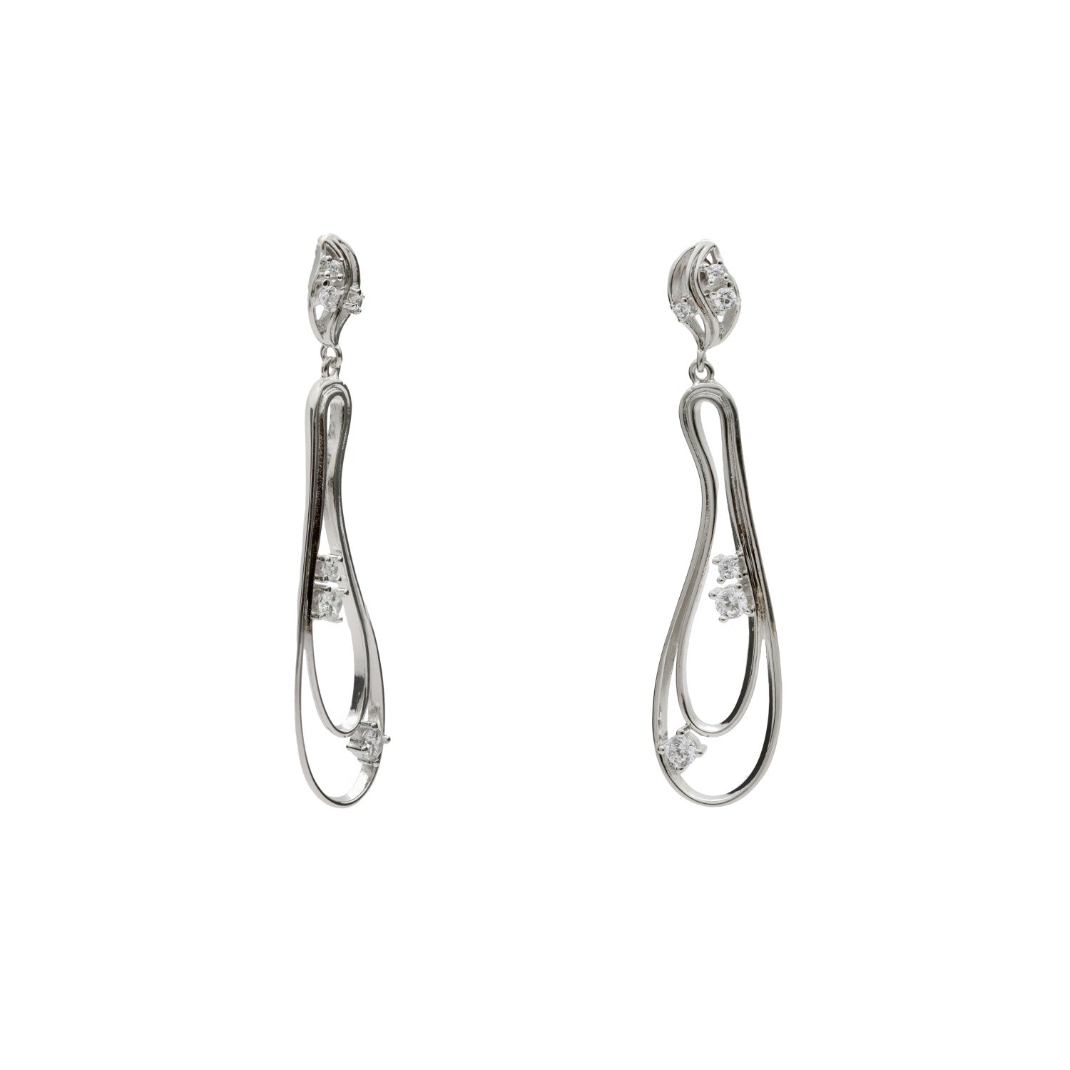 Pendientes largos de plata con diseño orgánico