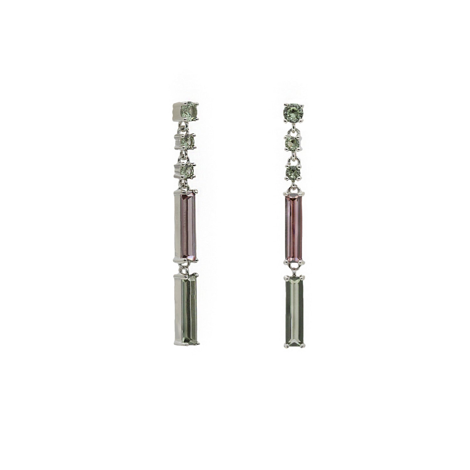 Pendientes largos de plata con piedras tipo palillos en tonos tierra-LINEARGENT