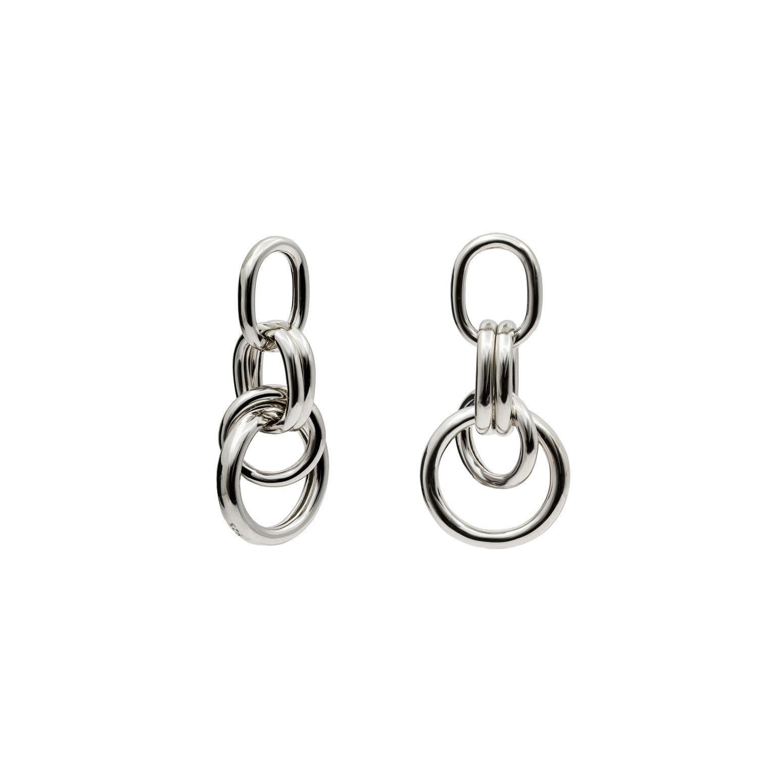 Pendientes largos de plata diseño moderno con eslabones-LINEARGENT