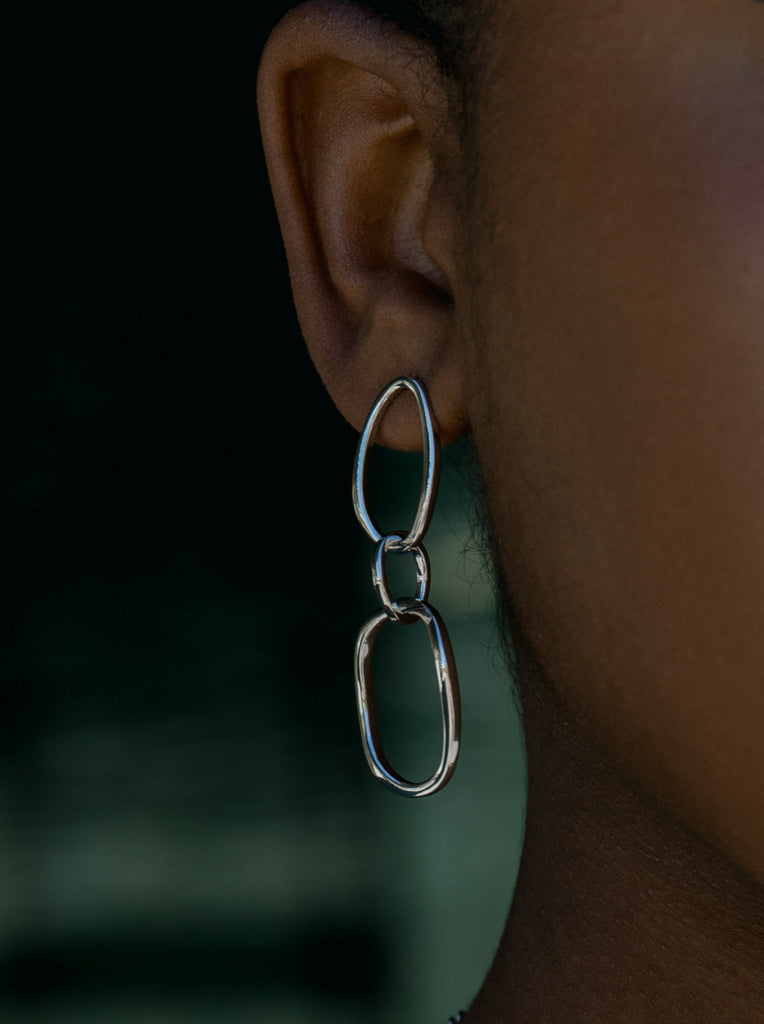 Pendientes largos diseño eslabones irregulares-LINEARGENT