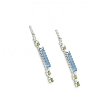 Pendientes largos finos de plata diseño simétrico