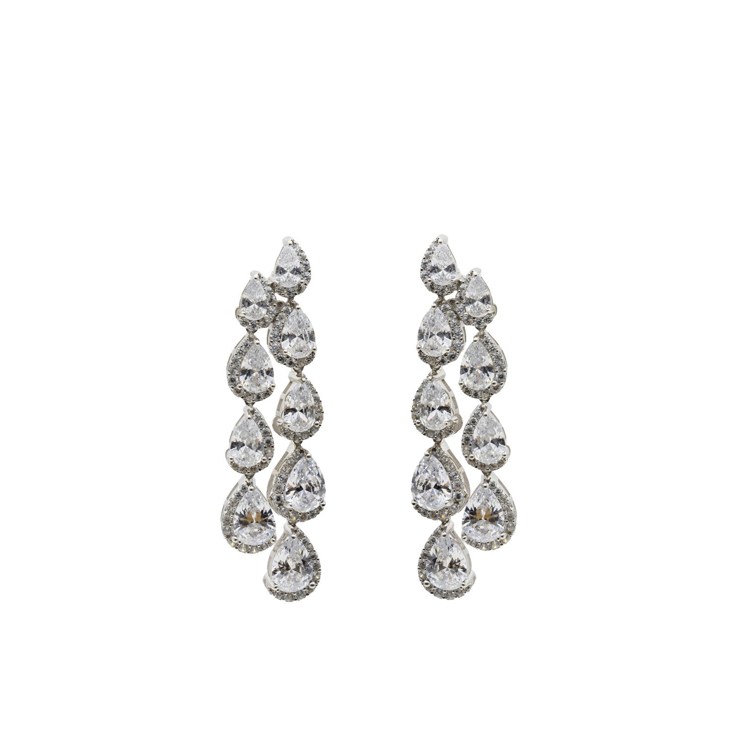 Pendientes novia diseño doble tira talla pera-LINEARGENT