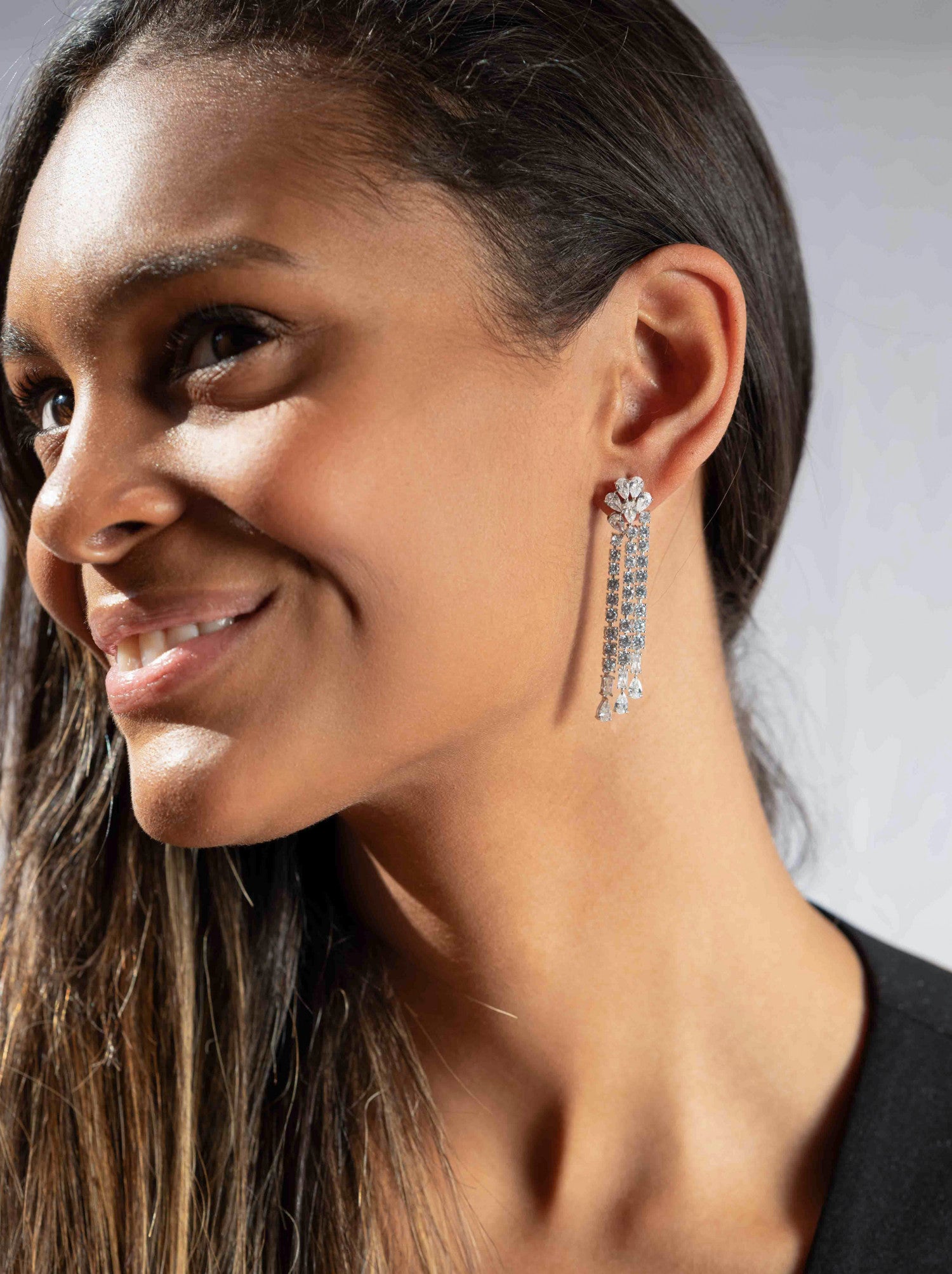 Pendientes novia diseño tres tiras estilo lámpara